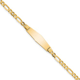14k Polished Solid Chain/Solid Plate Figaro Link Soft Diamond Shape 24.5x7.3mm Plate 8 inch ID Bracelet